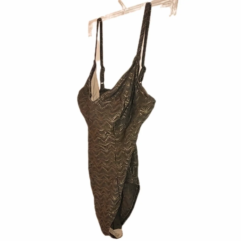 Sexy Brown & Shiny Gold French-cut 1 piece Swimsuit